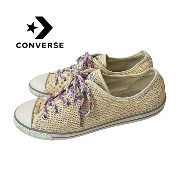 Converse All Star Women's Driftwood Beige Cloth Perforated Low Top Sneakers 9 - Picture 1 of 6